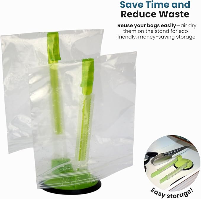 Baggy Rack - (6 Pack) Sandwich Bag Racks, Clip Food Storage Bags Onto Holder, Best Opener for Freezer & Storage Baggie - Ideal Plastic Kitchen, No Hassle Cooking Gadget Solutions For a Clean Pour | Snacks, Meal Prep Ingredients With No Food Like an Ext... - Image 4