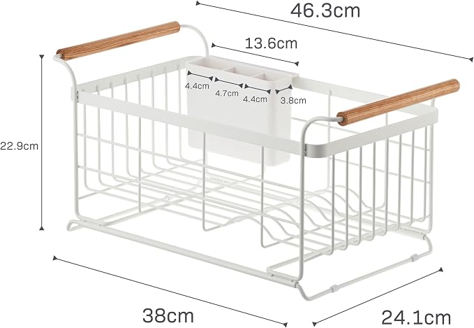 YAMAZAKI Home Over-The-Sink Dish Drainer Rack - Expandable Kitchen Drying Organizer Holder - No Assembly Req. | Expandable over-the-sink dish rack with plate drying organizer. Durable steel and wood construction. Built for daily use. - Image 8