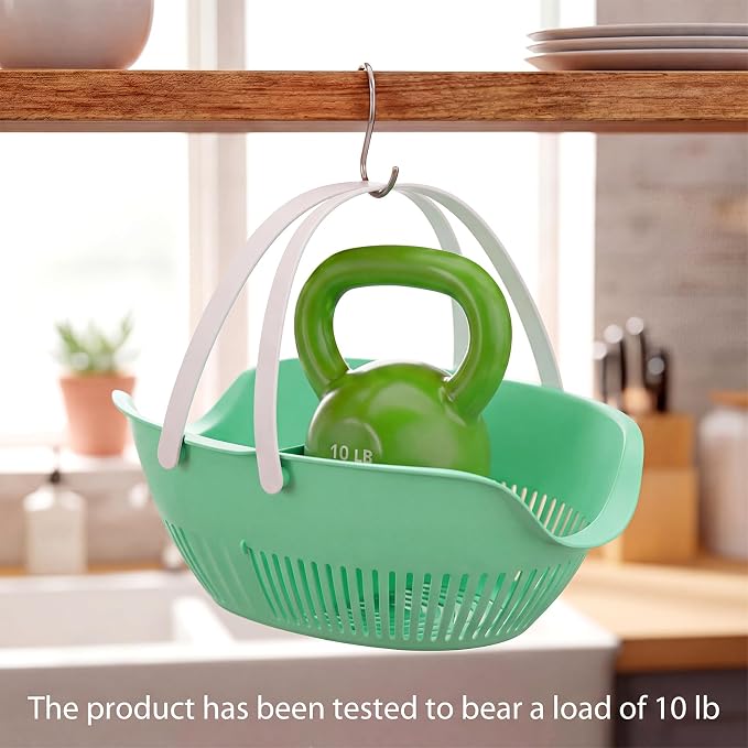 Nuogo 3 Pcs Garden Harvest Basket Removable Partitions with Tool Caddy for Collecting Carrying and Cleaning Harvesting Basket Doubles Colander for Vegetables and Fruits Garden Accessories (Sage Green) - Image 3
