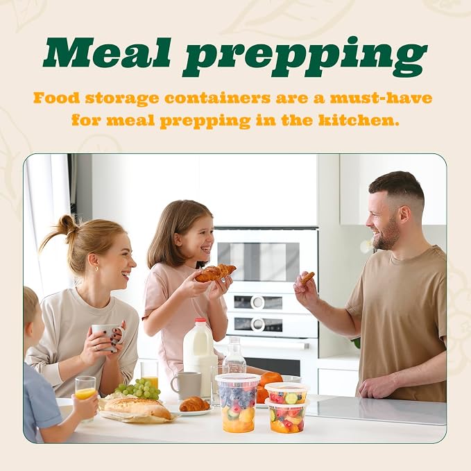 Glotoch Express 8oz & 16oz Combo Pack Food Containers with Lids, BPA-Free Plastic Deli Cups, Leakproof, Microwave/Freezer/Dishwasher Safe, 240 Pack - Image 6