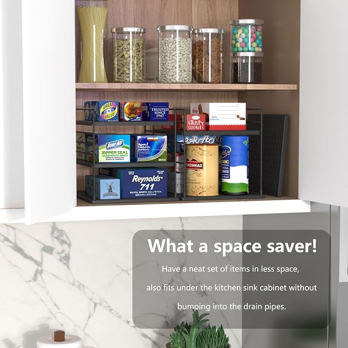 Pantry Organizer- Divided Compartment Holder for Aluminum Foil, Wraps & Baggie Boxes, Upgraded Shelf Storage - Image 5
