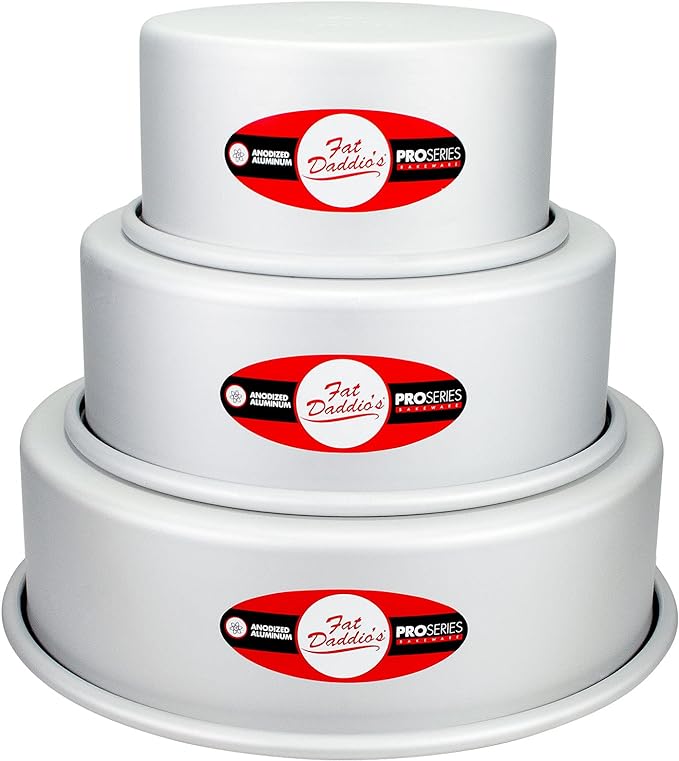 Fat Daddio's Anodized Aluminum 3-Tiered Round Cake Pan Set by FatDaddios