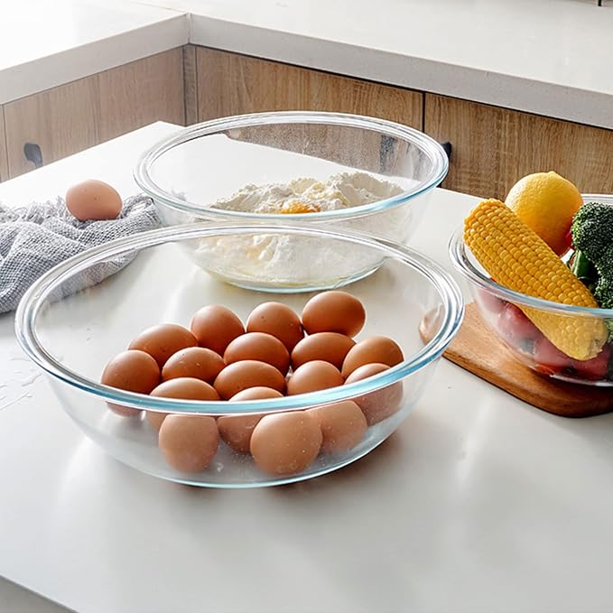 Glass Mixing Bowl Set with Airtight Lids for Kitchen Baking Prepping, Serving, Cooking 0.6QT, 1.1QT, 2.2QT, 4QT Salad Bowl Set with Lids, Dishwasher and Microwavable Safe - Image 6