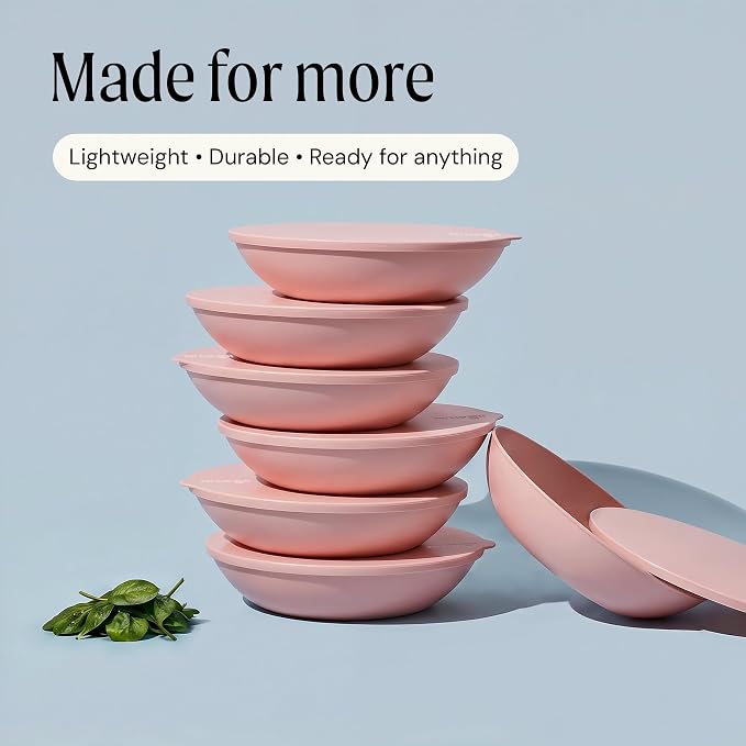 Large Serving Bowl with Lid - Certified Recycled Food-Safe Plastic, BPA-Free, Dishwasher, Microwave, Fridge and Freezer Safe | 4.96qt | Guava - Image 8
