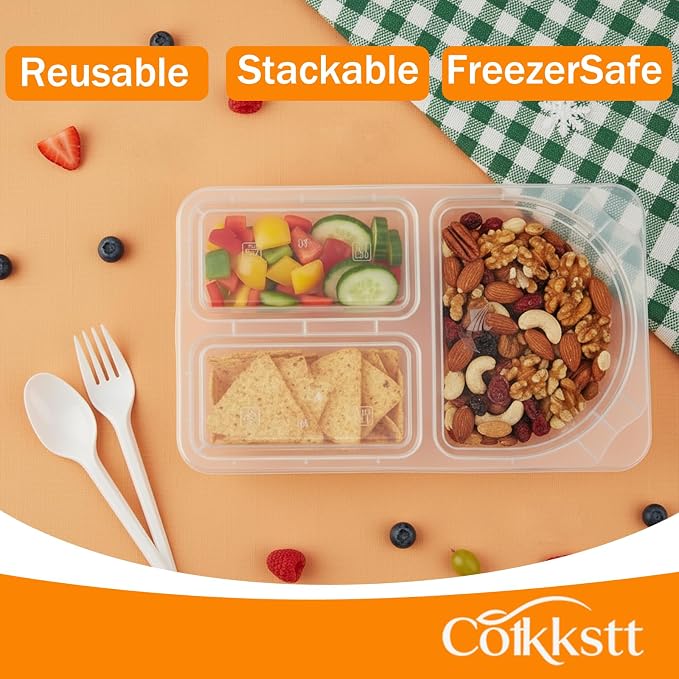 80Pack 9oz Reusable Snack Containers with Lids for Adult, 3 Compartment Plastic Condiment Containers, Small Snack Pack Containers, Meal Prep Container, Dipping Cups for Travel, Picnic - Image 5