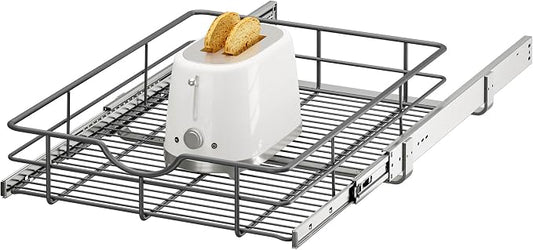 Pull Out Shelves - 17" W x 22" D Soft Close Pull Out Cabinet Organizer 1 Tier - Sliding Shelves with Shelf Liner - Heavy Duty Steel Wire Drawers for Kitchen Cabinets, Pantry, Bathroom by Unknown