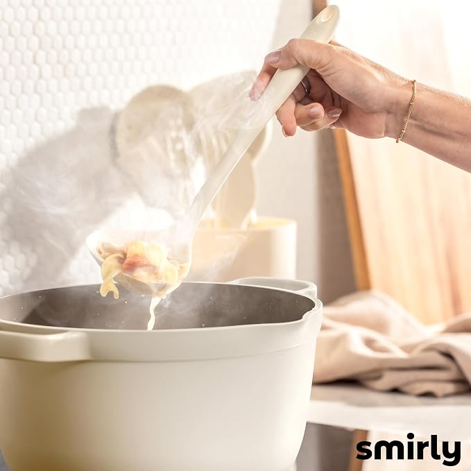 SMIRLY Silicone Kitchen Utensils Set with Holder: 20 Piece Cream White Silicone Cooking Utensils Set for Nonstick Cookware - Image 7