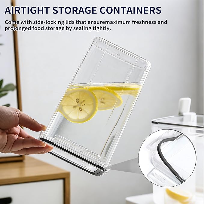 4pc 6.5L Large Airtight Plastic Canisters with Lids, Cups & Labels | Large BPA-Free Plastic Food Storage with Labels for Spaghetti, Cereal, Oats & Kitchen Pantry Organization, 4 Pack - Image 4