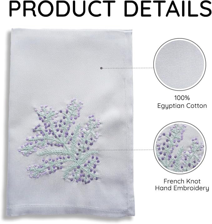 Cloth Tea Napkins Set of 6, Hand Embroidered Cotton Napkins with French Knot Design, Reusable Table Napkins for Dinner, Tea Time, Coffee and Cocktail Settings, 16x16 Inches (Oat) - Image 3