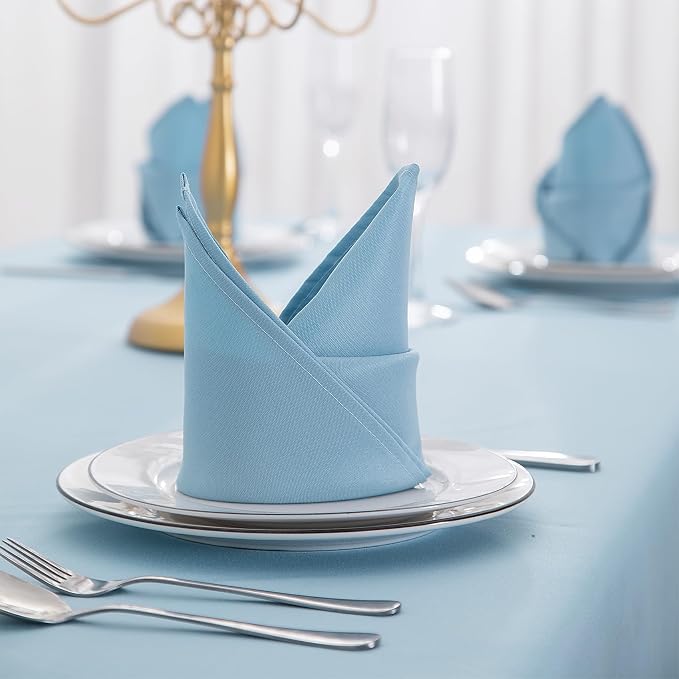 Bailarina Cloth Napkins Set of 120,17x17 inches Dinner Napkins Cloth Washable,Polyester Square Table Cloth Napkin Bulk with Hemmed Edges Ideal for Banquets, Parties and Weddings-Blue Mist - Image 6