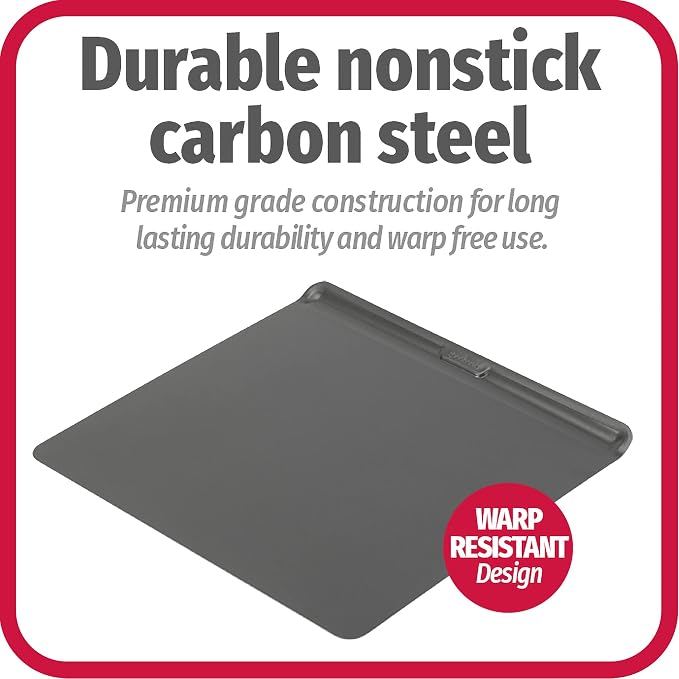 GoodCook AirPerfect Insulated Cookie Sheets Set of 2 Nonstick Carbon Steel Construction Pans for No-Burn Baking with Ergonomic Grip, 16 x 14-Inch, Gray - Image 7