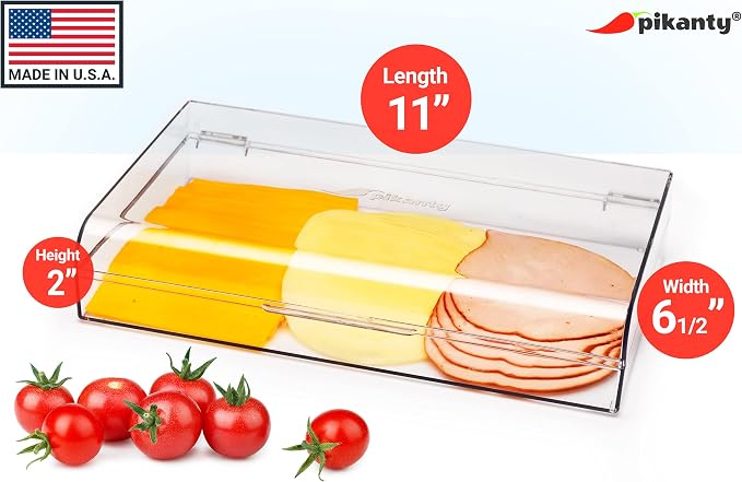 Pikanty Large Deli Meat Container for Refrigerator — Holds 3 Packs of Bacon, Cold Cuts, Sliced Cheese, Ham, Turkey or Salami, Airtight Hinged Lid, Dishwasher and Freezer Safe, Made in USA - Image 2