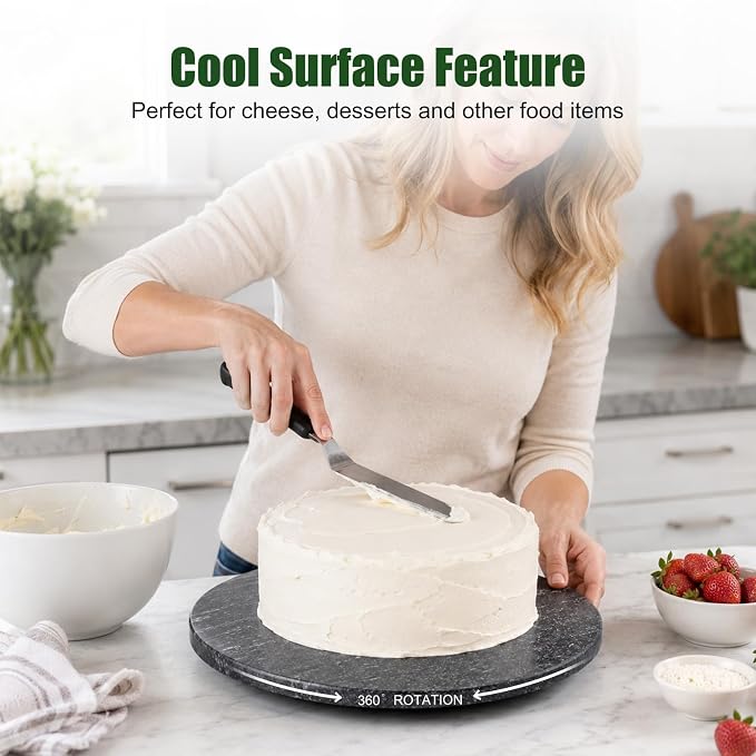 Marble Lazy Susan, 16” Lazy Susan for Table Top Detachable Turntable Organizer for Cabinet Pantry Kitchen Countertop Fridge Bathroom Makeup Vanity Countertop, Via Lactea - Image 4