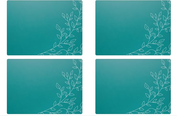 Royalty Art Boho Placemats, Set of 4, Deep Sea Green, Cork Backed | Wipeable heat resistant surface, kitchen and dining table protection, floral farmhouse pattern - Image 5