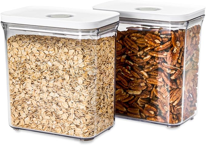 VAKUEN Premium Airtight Food Storage Containers, Rectangular 2PC-SET(2.11qt), Smart One-Click Seal Lid, 100% Leak Proof, Keep Food Fresh Longer, BPA-FREE, Dishwasher/Freezer & Microwave Safe by Vakuen