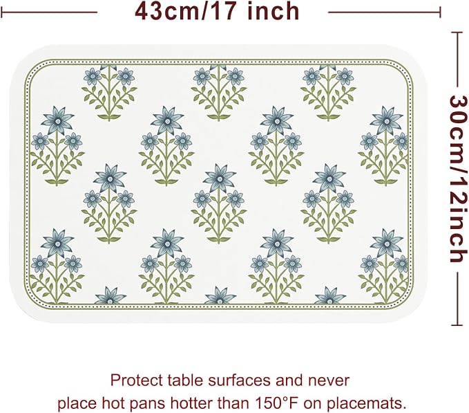 Vinyl Waterproof Placemats Set of 6 Rectangular,12"*17"-Mosella B | Wipeable Beautiful Print Place Mats,Stain Resistant,Heat Resistant,Everyday Meals,Kitchen,Dinning,Holiday,Decor - Image 6