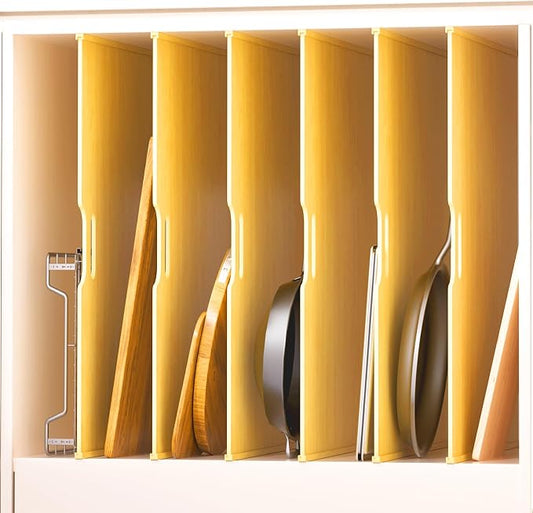6 Set Trim-to-Fit Wood Tray Dividers for Cabinet, Cookie Sheet Organizer, Multi Layer Embedded Plug-in Board Storage, Cuttable DIY Storage Divider Insert for Kitchen Bedroom Cabinet Closet by Sawjut
