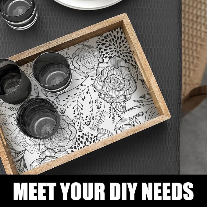 Shelf and Drawer Liner for Kitchen Cabinets, Non-Adhesive Black and White | Strong Non-Slip Floral Shelf Cabinet Drawer Liners, Waterproof Thickened Shelf Liner ,Easy to Clean,12IN x 10FT - Image 4