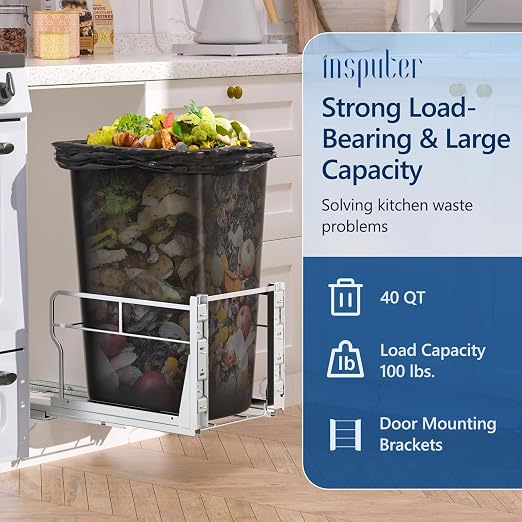 Insputer Pull Out Trash Can Under Cabinet with Soft-Close Slides | Space Saving, Heavy Duty, Garbage Can Not Included, Under Sink Bin Kit for Home Kitchen, Requires Min Cabinets 12" W X 18" D - Image 4