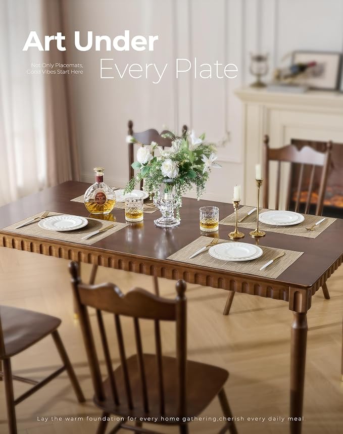 Leetaltree Light Brown Placemats Set of 24 - Heat Resistant Non-Slip Place mats for Dining Table, Washable Durable PVC Vinyl Woven Table Mats(Light Brown, 24) - Image 6