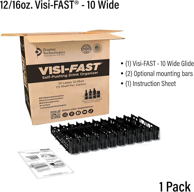 Drink Organizer for Fridge – Visi-Fast Push Dispenser, 12/16oz, 1-Pack - Image 6