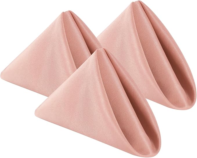 Bailarina Cloth Napkins Set of 120,17x17 inches Dinner Napkins Cloth Washable,Polyester Square Table Cloth Napkin Bulk with Hemmed Edges Ideal for Banquets, Parties and Weddings-Dusty Pink by Bailarina