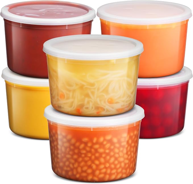 64 oz Plastic Containers with Lids - (Pack of 6) Food Storage Organizer Half Gallon Round Plastic Deli Container with Leak-Proof Lid, BPA-Free, Freezer, Dishwasher & Microwave Safe - Image 8