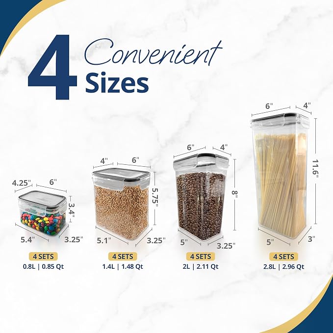 Reli. Pantry Organizers & Storage | Food Containers with Lids, 16 Sets | Airtight Clear Plastic Canister Sets with Lids | Kitchen Organizers | Food Storage | BPA-Free | Multi-Size - Image 3