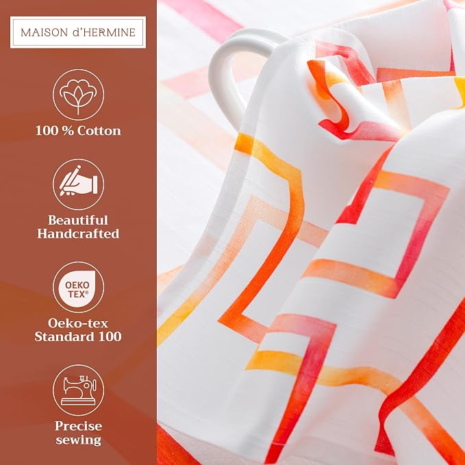Maison d' Hermine Cloth Napkins Set of 4 Reusable 100% Cotton (20" x 20") | Everyday Square Napkins Cloth Washable Dinner Party Wedding Restaurant Hotel Kitchen Spring Summer - Summer Maze - Image 2