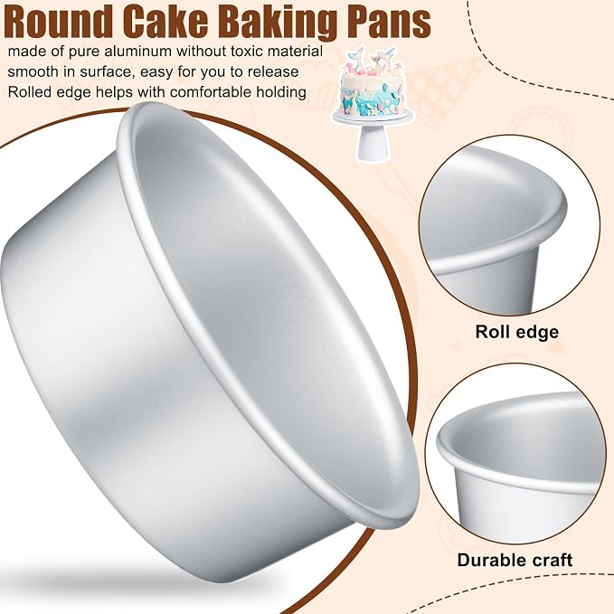 24 Pack Small 4 Inch Cake Pan Aluminum Mini Round Cake Baking Pans Tins Set with 100 Pcs Parchment Paper Rounds Non Toxic Healthy Leakproof Easy Clean Mirror Finish Dishwasher Safe - Image 3