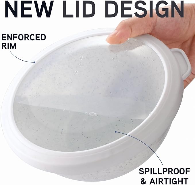 COOK WITH COLOR Mixing Bowls with TPR Lids - 12 Piece Plastic Nesting Bowls Set includes 6 Prep Bowls and 6 Lids, Microwave Safe Mixing Bowl Set (Black and White) - Image 2