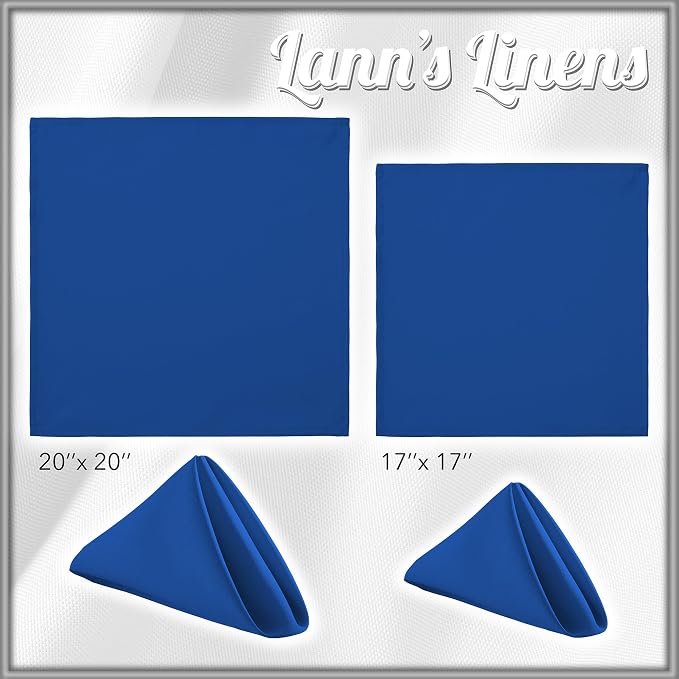 Lann's Linens Set of 12 Cloth Dinner Napkins, 17-inch Polyester Napkins, Washable and Reusable Fabric for Weddings, Hotels, Restaurants - Royal Blue - Image 8
