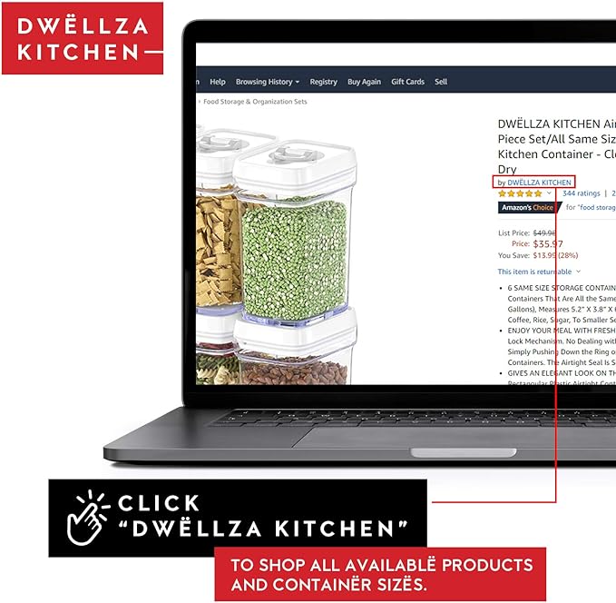 DWËLLZA KITCHEN Large Airtight Food Storage Containers with White Lids (3.8L, 0.8L) - Clear Plastic Bulk Food Pantry & Kitchen Storage Containers for Flour, Sugar 4 Pc BPA-Free, Keeps Fresh & Dry - Image 4