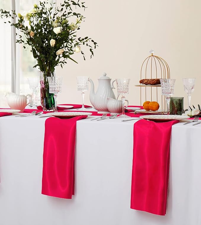 MDS® Pack of 25 Satin Napkins 12 x 12 Inch, Soft Silky Reusable Cloth Dinner Table Napkins for Wedding Décor, Reception, Birthday, Parties, Banquets, Catering, Restaurants & Hotel - Magenta - Image 5
