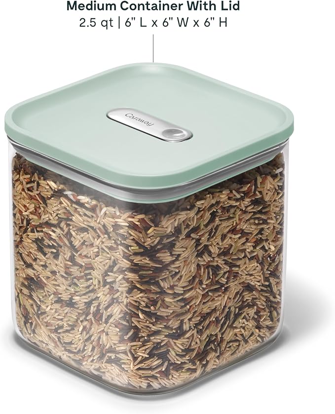 Caraway 2.5 qt Glass Airtight Food Storage Containers with Lids | Non-Toxic, Stackable, Space-Saving Airtight Containers for Pantry, Dry Goods, 6 Pack, Mist - Image 3