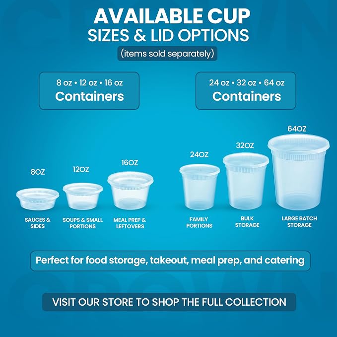 24oz Heavy Duty Deli Containers with Lids- Leak-Resistant Plastic Containers for Soups Sauces & Snacks- Microwave & Dishwasher Safe Stackable Food Containers for Deli, Catering & Takeout Use- 240 Pack - Image 2
