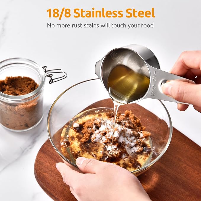 U-Taste Measuring Cups and Spoons, 18/8 Stainless Steel Measure Set of 12 | Metal Measuring Cups Spoons, Stackable Teaspoon Tablespoon Scoop Food Portions, Kitchen Gadgets for Dry & Liquid Ingredient - Image 3