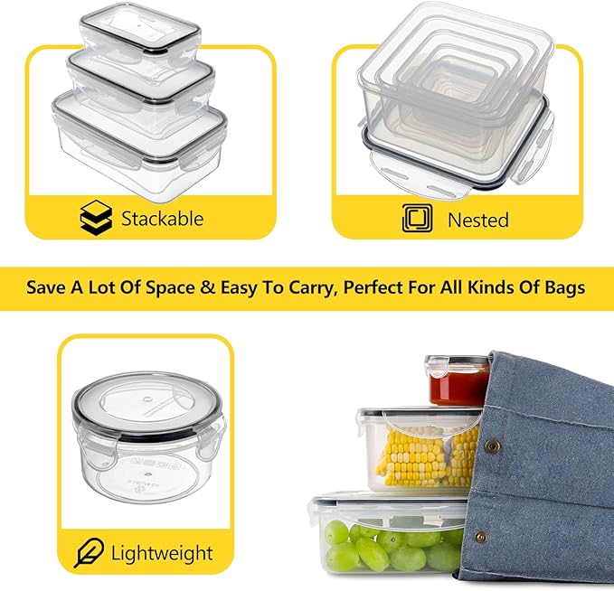 52 PCS Food Storage Containers Set with Airtight Lids (26 Lids &26 Containers) - BPA-Free Plastic Food Container for Kitchen Storage Organization, Salad Fruit Lunch Containers with Labels & Marker - Image 5