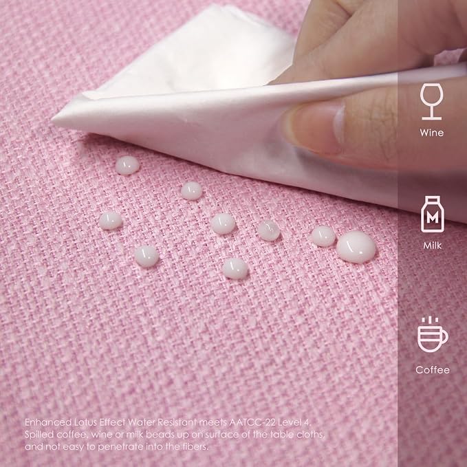 BALCONY & FALCON Rectangle Table Cloth Waterproof Light Pink 118"x57" | Rectangular Washable Wrinkle Resistant Table Cloth Linen Fabric Tablecloths for Dining Party Kitchen Wedding and Outdoor Use - Image 3