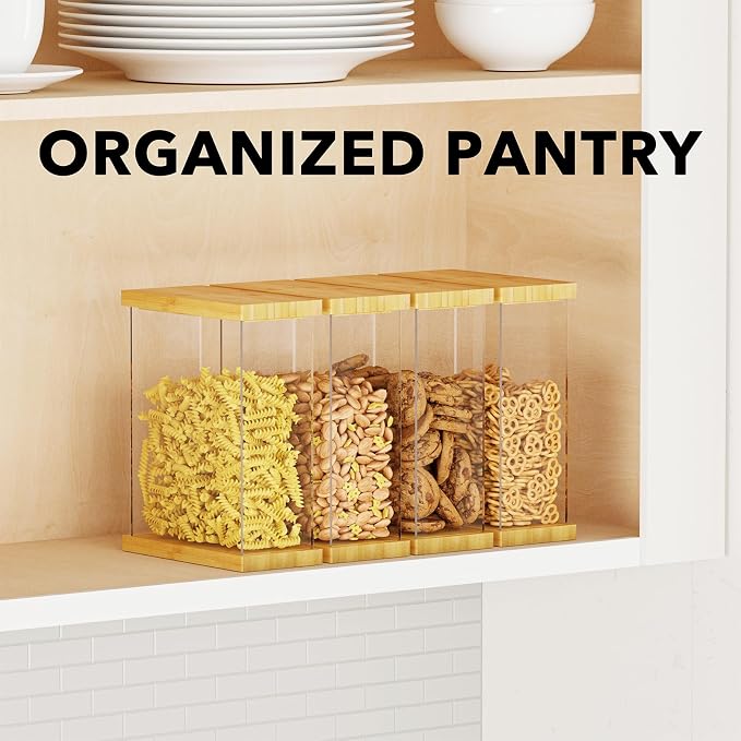 SpaceAid Bamboo Food Storage Container - Airtight Cereal Containers with Lids, Kitchen Cereal Canisters Pantry Organizers and Storage for Rice, Flour, Coffee, Snack, Small 2 Pack - Image 4