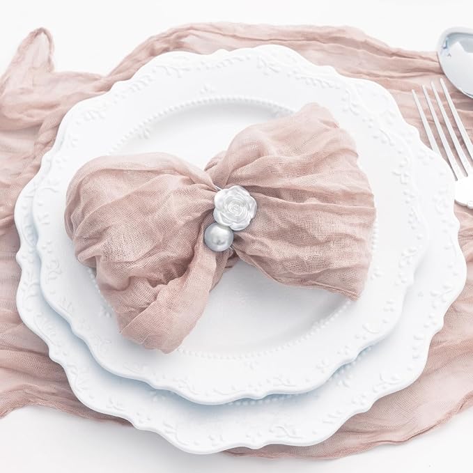 100 Pack Dusty Pink Cloth Napkins 21x21 Inches Dusty Pink Cheesecloth Napkins Set of 100 Washable Dinner Table Napkins for Wedding Bridal Baby Shower Party Rustic Boho Cotton Gauze Party Table Decor - Image 6