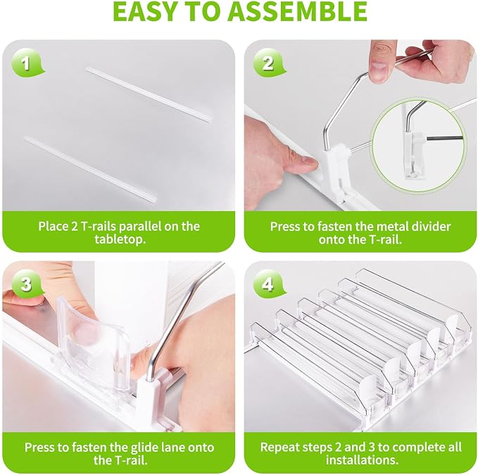 Coanto Drink Organizer for Fridge, Soda Can Organizer for Refrigerator with Automatic Pusher Glide, Adjustable Width Drink Dispenser for Fridge, Holds up to 25 Cans or Bottles, 5 Row - Image 6