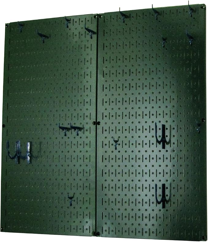 Wall Control Kitchen Pegboard Organizer Pots and Pans Storage Rack Organization Kit with Green Pegboard and Blue Accessories - Image 2