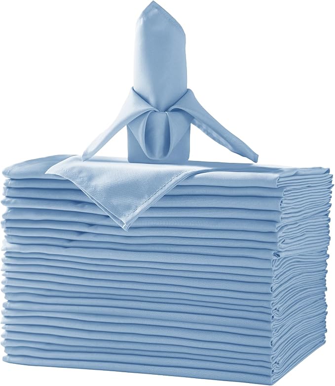 25pcs Polyester Cloth Napkins - 20 x 20 inch Blue Mist Dinner Washable Napkins with Hemmed Edges for Restaurant/Wedding/Hotel(25,Blue Mist) by Ascoza