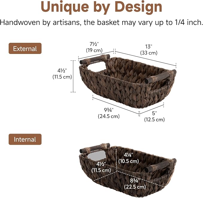 Storageworks Small Wicker Baskets, Decor Storage Baskets, Water Hyacinth - Image 2