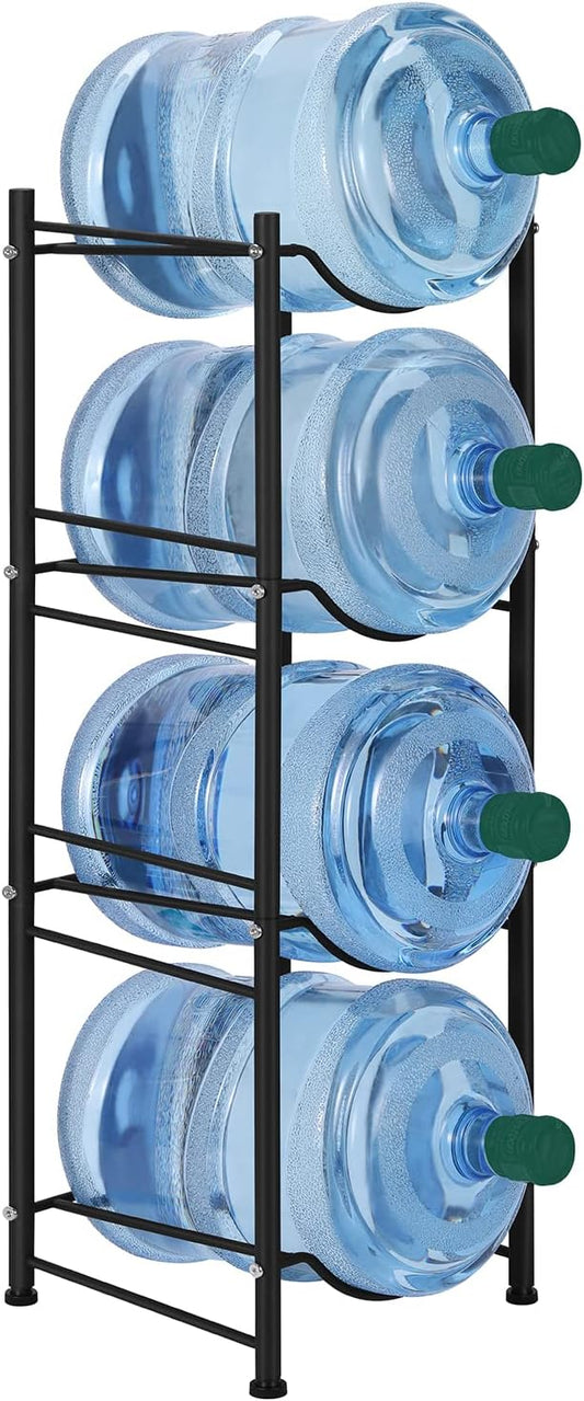 5 Gallon Water Bottle Jug Holder 4 Tier Heavy Duty Cooler Jug Storage Rack Detachable Bottle Organizer Shelf for Home, Kitchen, Office, Breakroom Space Save, Black by smusei