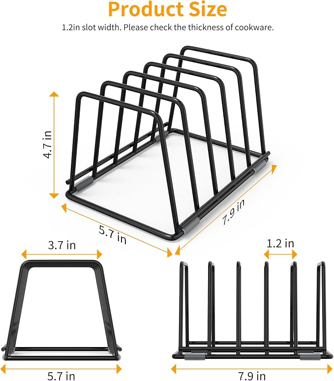 Cutting Board Organizer Kitchen Organizer Rack for Cutting Board, Bakeware, and Cookie Sheet, 5-Slot Heavy-Duty Steel Cookware Holder,Rust-Resistant with Anti-Slip Feet (2, Small) - Image 2