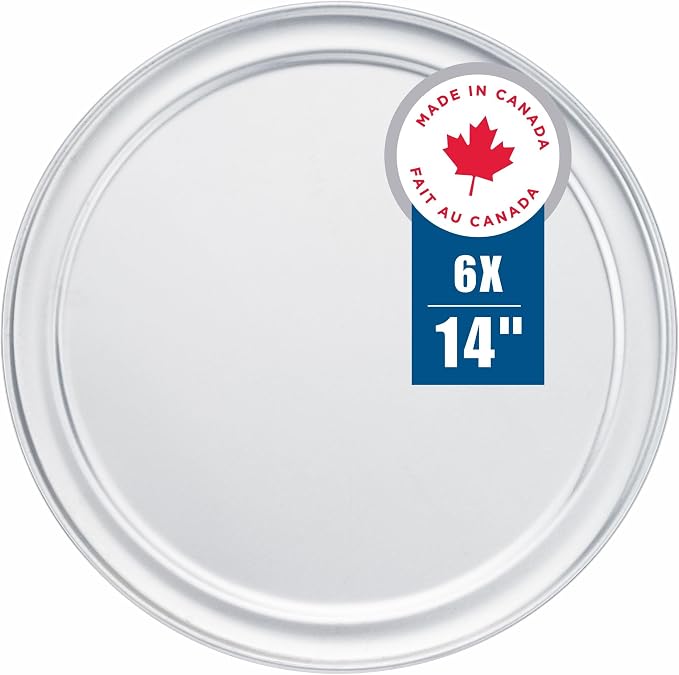 Norjac Non-Stick | Wide-Rim Aluminum Pizza Pan, 14 inch 6 Pack | Restaurant-Grade | Heavy-Duty, Oven-Safe, Rust-Proof | Baking and Serving Tray by Norjac