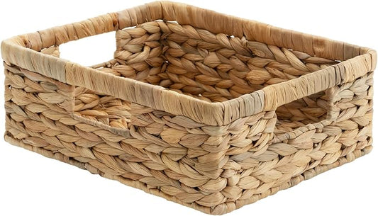 StorageWorks Water Hyacinth Pantry Baskets for Organizing, Natural, 1-Pack | Wicker Storage Baskets for Organizing, Pantry Baskets for Organizing, Woven Baskets, 13 inch Basket, 13"L x 10¼"W x 4 ¾"H by StorageWorks