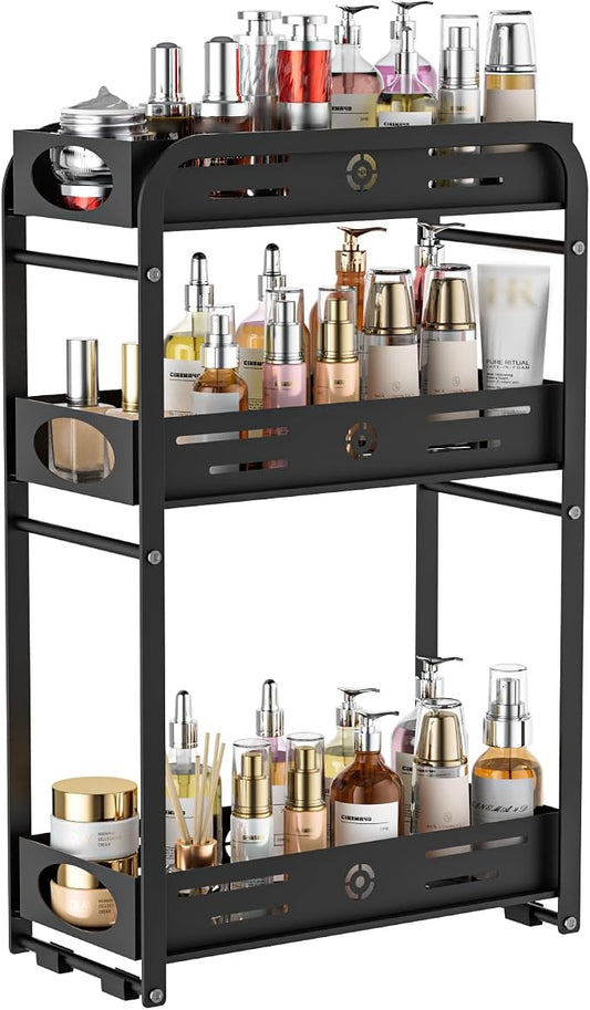 Aduanbang 3-Tier Counter Organizer Shelf, Metal Spice Rack for Kitchen, Vanity, Coffee Area and Home Office(Black, 3 Tier) by Aduanbang